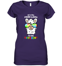 Load image into Gallery viewer, It's No Prob llama To Be Different Shirt _ Autism Gift Women's V-Neck T-Shirt