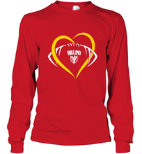 Load image into Gallery viewer, Valparaiso Crusaders Large Heart Football Long Sleeve T-Shirt