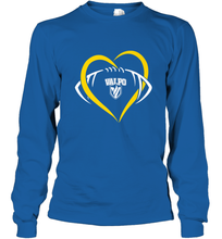Load image into Gallery viewer, Valparaiso Crusaders Large Heart Football Long Sleeve T-Shirt