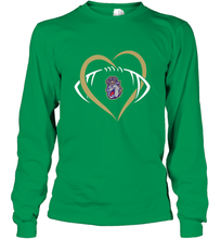 Load image into Gallery viewer, James Madison Dukes Large Heart Football Team Long Sleeve T-Shirt