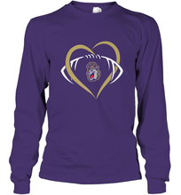 Load image into Gallery viewer, James Madison Dukes Large Heart Football Team Long Sleeve T-Shirt