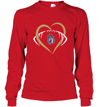 Load image into Gallery viewer, James Madison Dukes Large Heart Football Team Long Sleeve T-Shirt