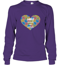 Load image into Gallery viewer, Love needs no words Autism Awareness DayT shirt Long Sleeve T-Shirt