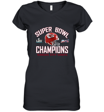 Load image into Gallery viewer, NFL super bowl Kansas City Chiefs Logo Helmet champions Women's V-Neck T-Shirt