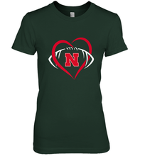 Load image into Gallery viewer, Nebraska Cornhuskers Large Heart Football Team Premium Women's Premium T-Shirt