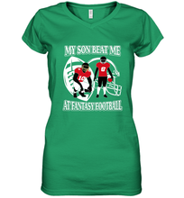 Load image into Gallery viewer, Son Beat Me Fantasy Football Team Draft Women's V-Neck T-Shirt