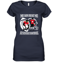 Load image into Gallery viewer, Son Beat Me Fantasy Football Team Draft Women's V-Neck T-Shirt
