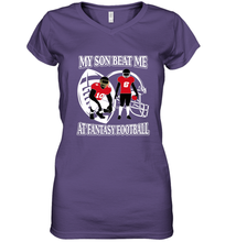 Load image into Gallery viewer, Son Beat Me Fantasy Football Team Draft Women's V-Neck T-Shirt