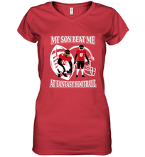 Load image into Gallery viewer, Son Beat Me Fantasy Football Team Draft Women's V-Neck T-Shirt