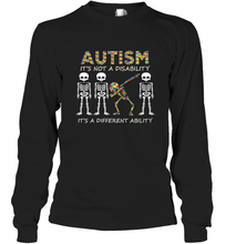 Load image into Gallery viewer, Autism it's a different ability Funny Dabbing skeleton Gift Long Sleeve T-Shirt
