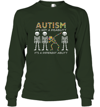 Load image into Gallery viewer, Autism it's a different ability Funny Dabbing skeleton Gift Long Sleeve T-Shirt