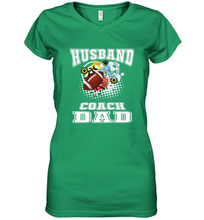 Load image into Gallery viewer, Husband Coach Dad Football Family Sports Team Game Women's V-Neck T-Shirt
