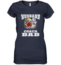 Load image into Gallery viewer, Husband Coach Dad Football Family Sports Team Game Women's V-Neck T-Shirt