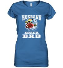 Load image into Gallery viewer, Husband Coach Dad Football Family Sports Team Game Women's V-Neck T-Shirt