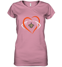 Load image into Gallery viewer, NFL New Orleans Saints Heart Love Football Women's V-Neck T-Shirt