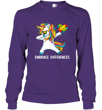 Load image into Gallery viewer, Autism Awareness Embrace Differences Dabbing Unicorn Long Sleeve T-Shirt