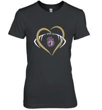 Load image into Gallery viewer, James Madison Dukes Large Heart Football Team Women's Premium T-Shirt