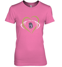 Load image into Gallery viewer, James Madison Dukes Large Heart Football Team Women's Premium T-Shirt