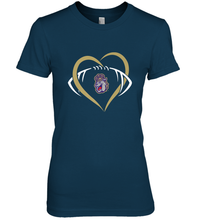 Load image into Gallery viewer, James Madison Dukes Large Heart Football Team Women's Premium T-Shirt