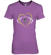 Load image into Gallery viewer, James Madison Dukes Large Heart Football Team Women's Premium T-Shirt