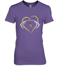 Load image into Gallery viewer, James Madison Dukes Large Heart Football Team Women's Premium T-Shirt