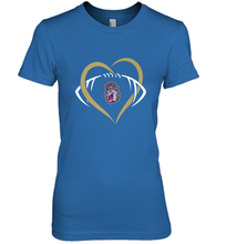 Load image into Gallery viewer, James Madison Dukes Large Heart Football Team Women's Premium T-Shirt