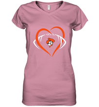 Load image into Gallery viewer, Oklahoma State Cowboys Large Heart Football Team Women's V-Neck T-Shirt