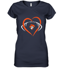 Load image into Gallery viewer, Oklahoma State Cowboys Large Heart Football Team Women's V-Neck T-Shirt