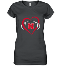 Load image into Gallery viewer, Nebraska Cornhuskers Large Heart Football Team Premium Women's V-Neck T-Shirt