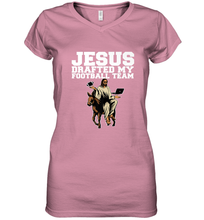 Load image into Gallery viewer, Jesus Drafted My Football Team Fantasy Football Women's V-Neck T-Shirt