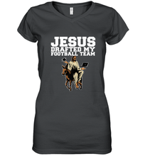 Load image into Gallery viewer, Jesus Drafted My Football Team Fantasy Football Women's V-Neck T-Shirt
