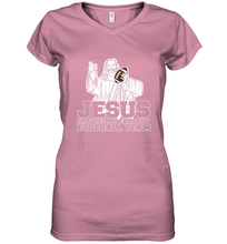 Load image into Gallery viewer, Jesus Drafted My Football Team Fantasy Football Draft Day Women's V-Neck T-Shirt