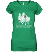 Load image into Gallery viewer, Jesus Drafted My Football Team Fantasy Football Draft Day Women's V-Neck T-Shirt