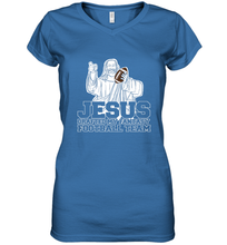 Load image into Gallery viewer, Jesus Drafted My Football Team Fantasy Football Draft Day Women's V-Neck T-Shirt