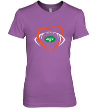 Load image into Gallery viewer, NFL New York Jets Heart Love Football Women's Premium T-Shirt