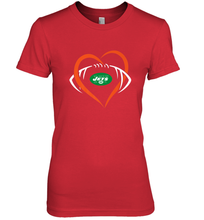 Load image into Gallery viewer, NFL New York Jets Heart Love Football Women's Premium T-Shirt