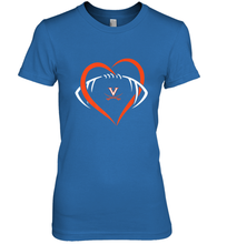 Load image into Gallery viewer, Virginia Cavaliers Large Heart Football Team Women's Premium T-Shirt