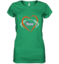 Load image into Gallery viewer, NFL New England Patriots Heart Love Football Women's V-Neck T-Shirt