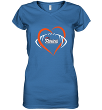 Load image into Gallery viewer, NFL New England Patriots Heart Love Football Women's V-Neck T-Shirt