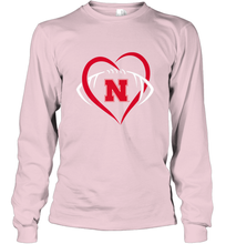 Load image into Gallery viewer, Nebraska Cornhuskers Large Heart Football Team Premium Long Sleeve T-Shirt