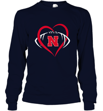 Load image into Gallery viewer, Nebraska Cornhuskers Large Heart Football Team Premium Long Sleeve T-Shirt