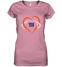Load image into Gallery viewer, NFL New York Giants Heart Love Football Women's V-Neck T-Shirt