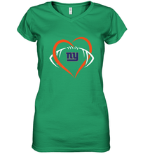 Load image into Gallery viewer, NFL New York Giants Heart Love Football Women's V-Neck T-Shirt