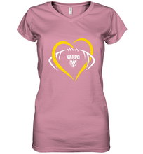 Load image into Gallery viewer, Valparaiso Crusaders Large Heart Football Women's V-Neck T-Shirt