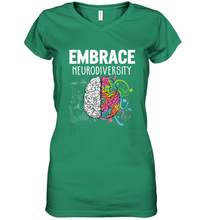 Load image into Gallery viewer, Embrace Neurodiversity Brain ADHD Autism Awareness Women's V-Neck T-Shirt