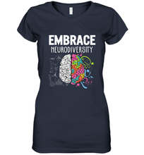 Load image into Gallery viewer, Embrace Neurodiversity Brain ADHD Autism Awareness Women's V-Neck T-Shirt