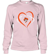 Load image into Gallery viewer, Oklahoma State Cowboys Large Heart Football Team Long Sleeve T-Shirt