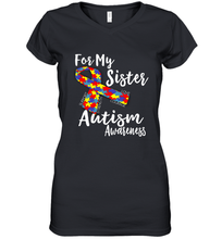 Load image into Gallery viewer, For My Sister Autism Awareness Awareness Day Women's V-Neck T-Shirt
