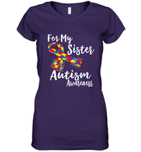 Load image into Gallery viewer, For My Sister Autism Awareness Awareness Day Women's V-Neck T-Shirt