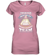 Load image into Gallery viewer, Jesus Drafted My Fantasy Football Women's V-Neck T-Shirt